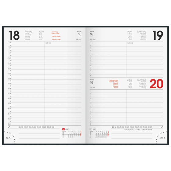 Buchkalender Modell 795 Bucheinbandstoff Miradur blau (Lagerware)