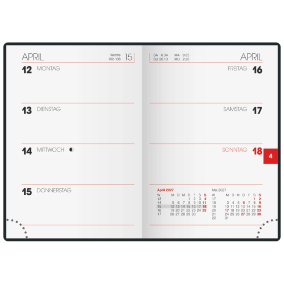 Taschenkalender Modell 712 Mod. 712 (144 Seiten) Kunststofffolie Alpha schwarz (Lagerware)