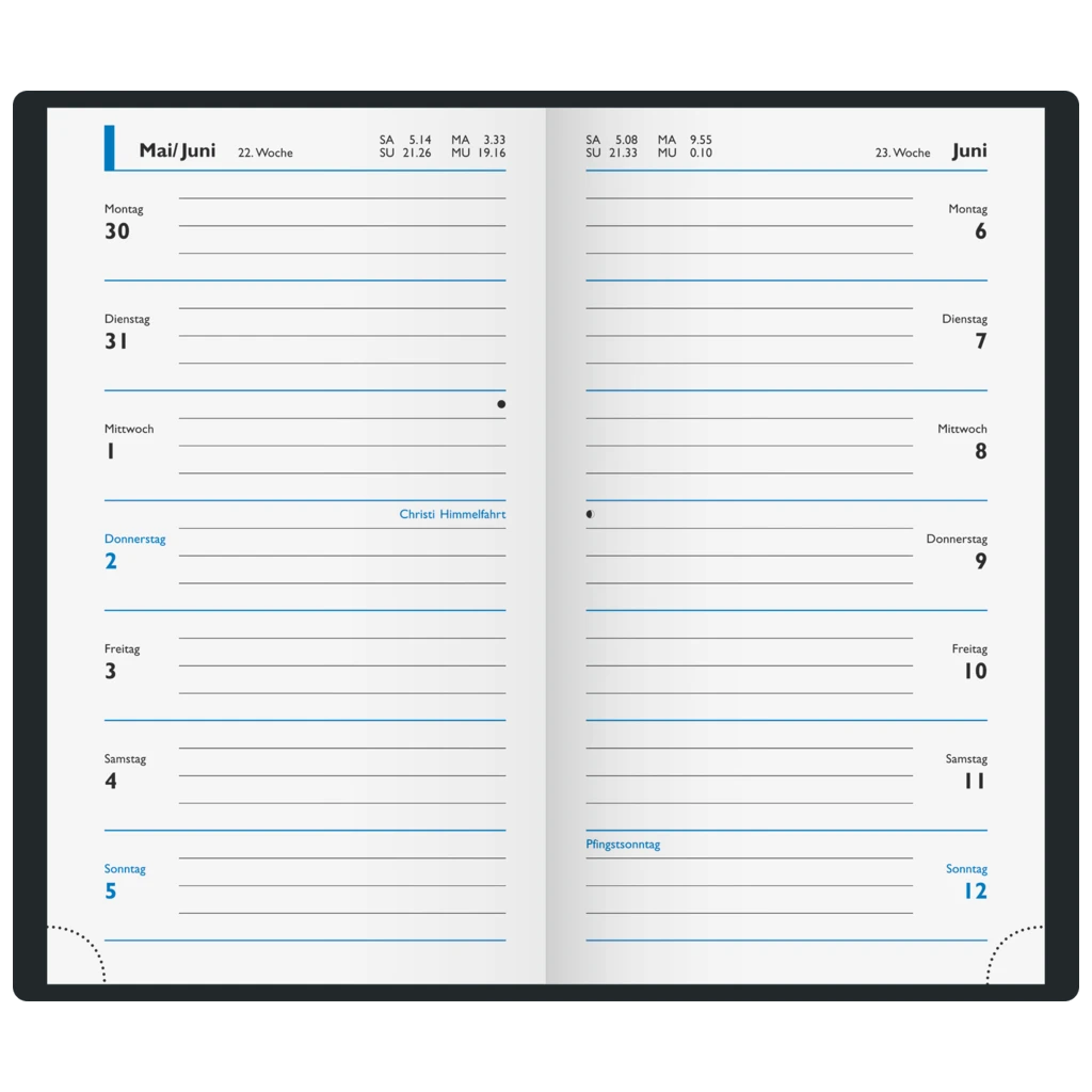 Taschenkalender Modell 16 D Broschur, auswechselbar